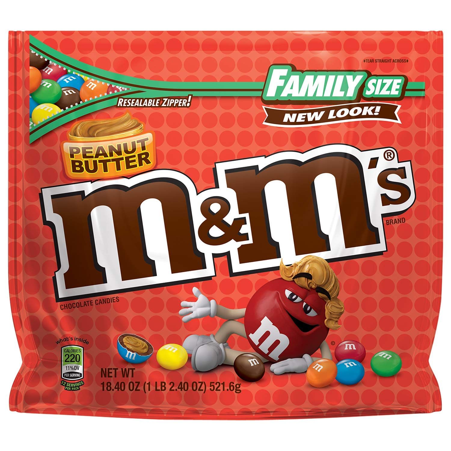 M&amp;Ms Peanut Butter Family Size - 18.4oz - PACK OF 2