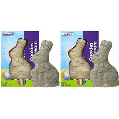 Cookies &#39;N Cream Solid Chocolate Bunnies, Easter Candy Basket Stuffer for Kids, 2.25 Ounces, Pack of 2