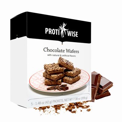 ProtiWise High Protein Wafers | Chocolate | 15g Protein Per Serving, Low Carb, Low Sugar, High Fiber Snack | Gluten-Free, Keto-Friendly Diet for Hunger Control &amp; Weight Loss | 5/Box