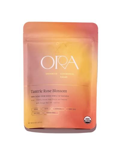 Enhanced Organic Ceremonial Cacao - 100% Chocolate (8oz, Tantric Rose Blossom)