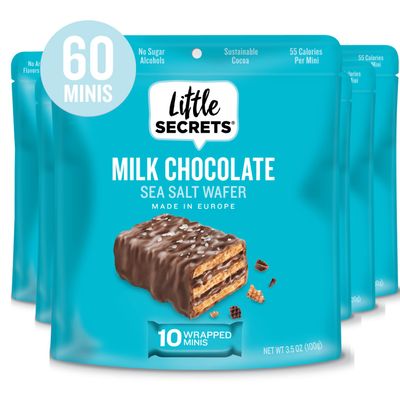 Little Secrets | Milk Chocolate Crispy Wafers | 60 Minis | Made in Europe | Nothing Artificial &amp; No Sugar Alcohols | Sustainable Cocoa | 3.5 Ounce, Pack of 6