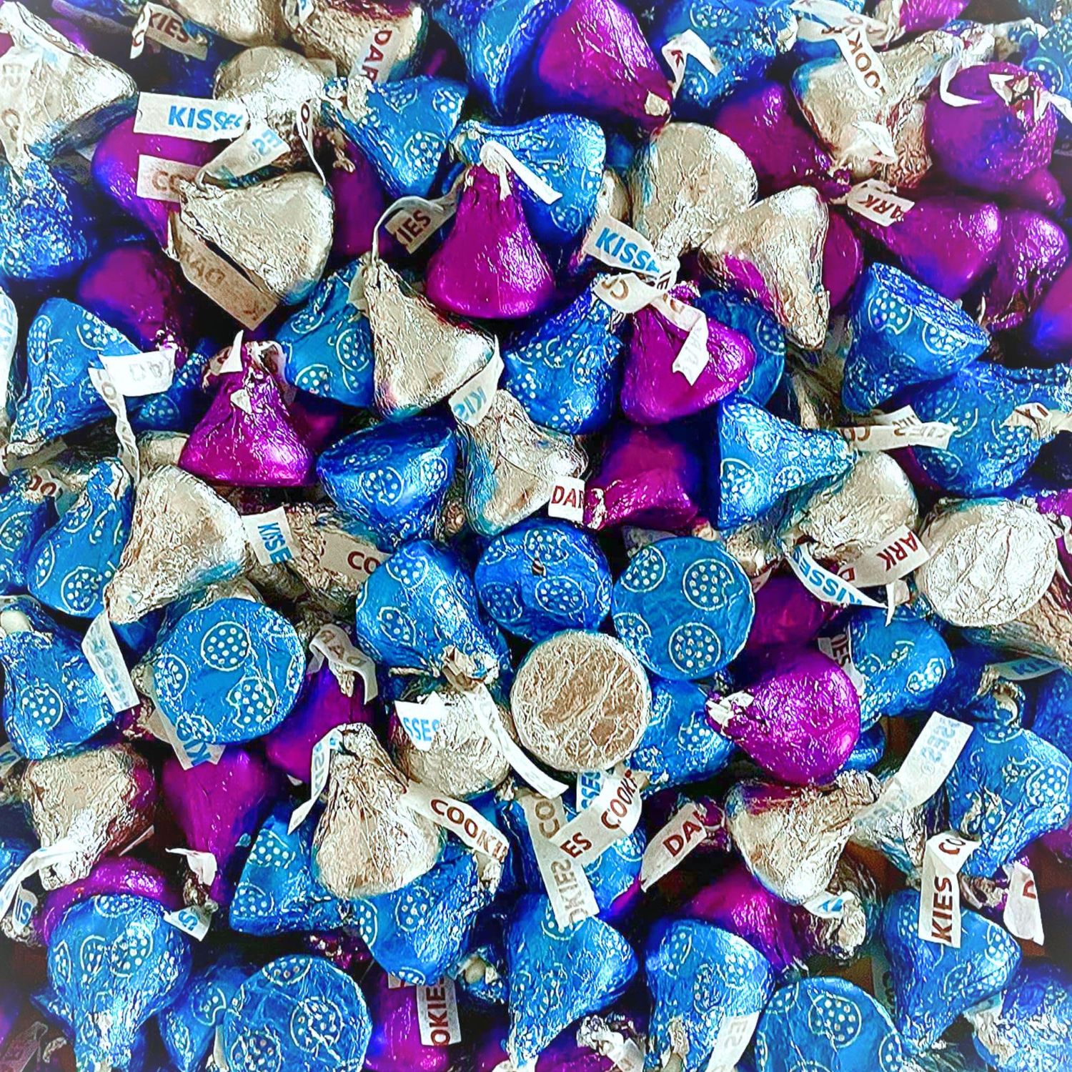 Mega Chocolate Kiss Mix, Bulk, Milk Chocolate, Dark Chocolate &amp; Cookies and Cream Assortment, Individually Foil Wrapped Variety Pack, Party Assortment (Milk, Dark &amp; Cookies and Cream, 2 Lbs.)