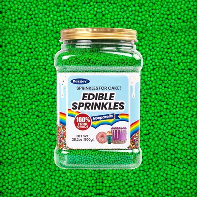 Easter Christmas Green Nonpareils Sprinkles, Food Grade, Bulk 800g, Sprinkles for Cupcake decorating, Chocolate, Donut, Cake