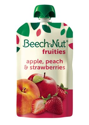 Beech-Nut Baby Food Pouches, Peach Apple Strawberry Fruit Puree Baby  Toddler Food, 3.5 oz (12 Pack)