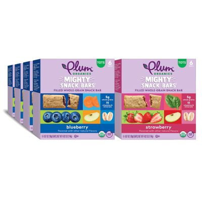 Plum Organics Mighty Snack Bars Variety Pack - Blueberry and Strawberry - 0.67 oz Bars (Pack of 48) - Organic Fruit and Vegetable Toddler Food Snack Bars