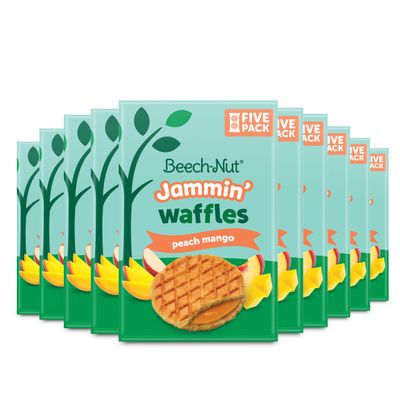 Beech-Nut Toddler Snacks Jammin&#39; Waffles with Fruit Filling for Babies  Toddlers, Peach Mango, 10 Boxes (50 Individually Wrapped Packs)