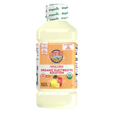 Earth&#39;s Best Organic Toddler Drink, Organic Electrolyte Solution for Children 2 Years and Older, Organic Apple Citrus Drink with Zinc, 1 Liter Bottle (Pack of 4) (Packaging May Vary)