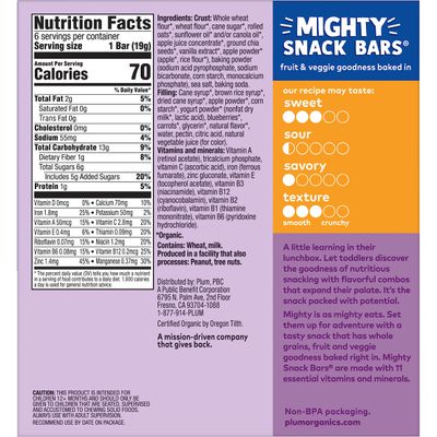 Plum Organics Mighty Snack Bars Variety Pack - Blueberry and Strawberry - 0.67 oz Bars (Pack of 48) - Organic Fruit and Vegetable Toddler Food Snack Bars