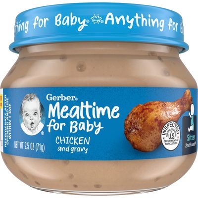 Gerber Mealtime for Baby 2nd Foods Baby Food Jar, Chicken Gravy, Non-GMO Pureed Baby Food with Essential Nutrients, 2.5-Ounce Glass Jar (Pack of 20 Jars)