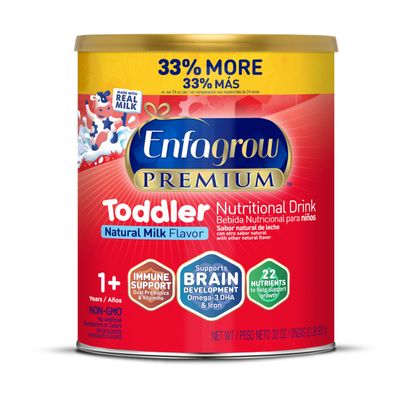 Enfagrow NeuroPro Toddler Nutritional Drink, Made with Real Milk, Brain-Building Omega-3 DHA, Nutrients and Prebiotics for Growth  Immune Support, Non-GMO, Toddler Milk Powder, 32 Oz Can