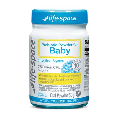 Life-Space 60 Grams, for 0-36 Month Baby, 7.5 Billion CFU  Multi Strain, Balance Microflora, Supports Digestive Health  Nutrient Absorption  Immunity, No Refrigeration Probiotic Powder for Baby