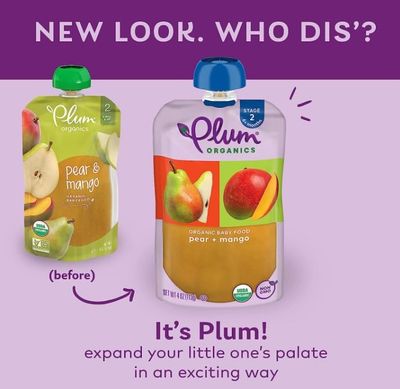 Plum Organics Stage 2 Organic Baby Food - Pear and Mango - 4 oz Pouch - Organic Fruit and Vegetable Baby Food Pouch
