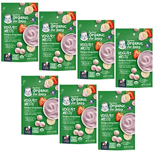 Gerber Baby Snacks Organic Yogurt Melts, Banana  Strawberry, 1 Ounce (Pack of 7)