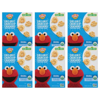 Earth&#39;s Best Organic Kids Snacks, Sesame Street Toddler Snacks, Organic Crunchin&#39; Crackers, Wholesome Snacks for Toddlers 2 Years and Older, Original, 5.3 oz Box (Pack of 6)