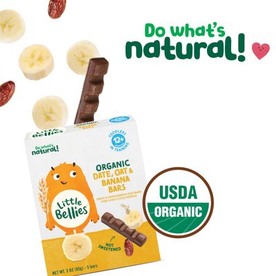 Little Bellies Organic Date, Oat  Banana Bars for Toddlers 12 Months, 3 oz (5 Bars) - Pack of 6