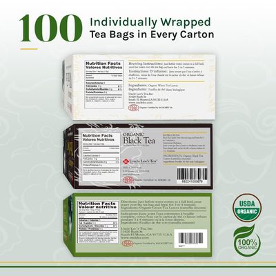 Uncle Lee's Organic White, Black, and Green Tea Variety 3-Pack - Premium Organic Tea, Smooth, Bold, and Refreshing, Delicious Hot or Iced, 100 Count Ea
