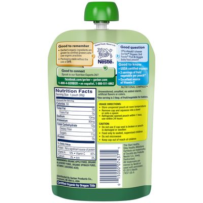 Gerber 2nd Foods Organic, Apples, Blueberries and Spinach (6 Count, 3.5 Oz Each)