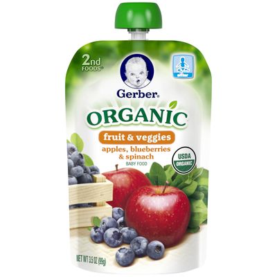 Gerber 2nd Foods Organic, Apples, Blueberries and Spinach (6 Count, 3.5 Oz Each)