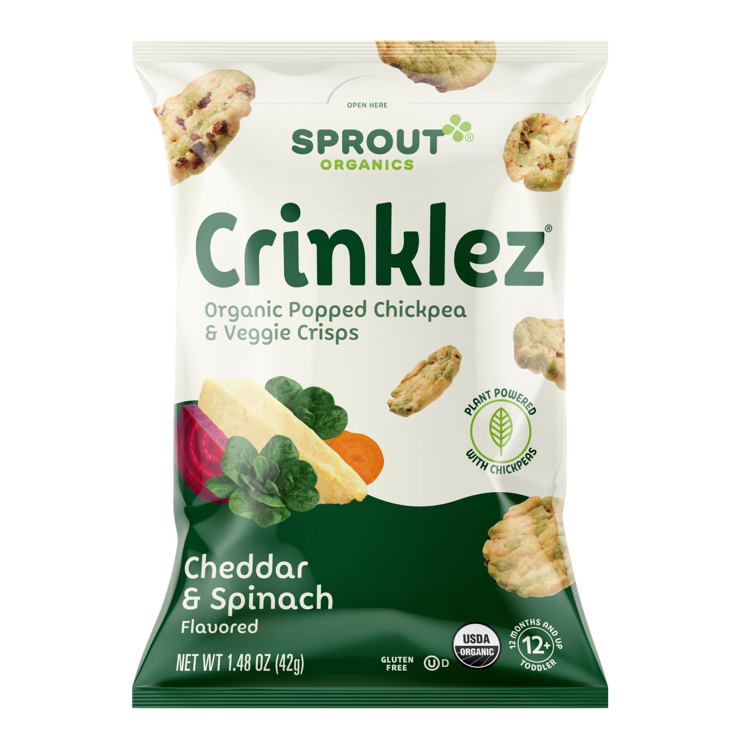 Sprout Organic Cheesy Spinach Crinklez, 1.5 Oz