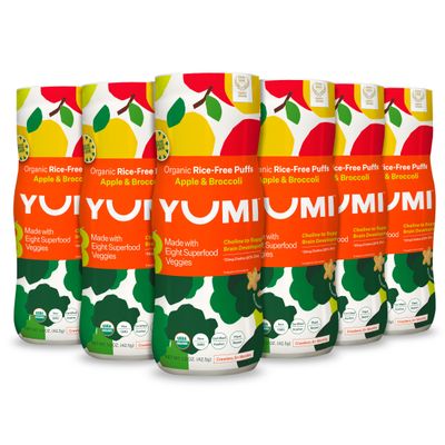 YUMI Organic Rice-Free Puffs, No Sugar Added, Gluten-Free, Non-GMO Baby Snack Puffs, School Safe for Daycare and Lunchboxes (Apple  Broccoli)