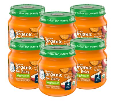 Gerber Organic for Baby 2nd Foods Veggie Power Baby Food Jar (Sweet Potato Apple Carrot  Cinnamon, Pack of 6)