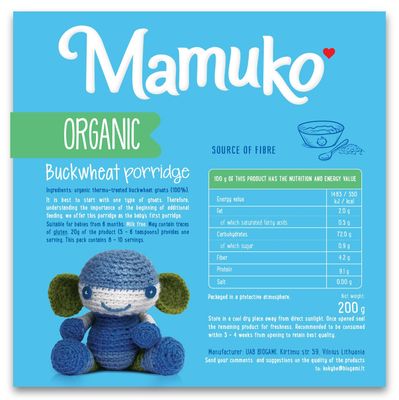 MAMUKO Baby Porridge - Buckwheat Porridge with GMO-Free Gluten-Free - Organic Porridge for Healthy Growth Development - Vegan Porridge Ideal for Babies 6-9 Months - (200g 10 Servings)