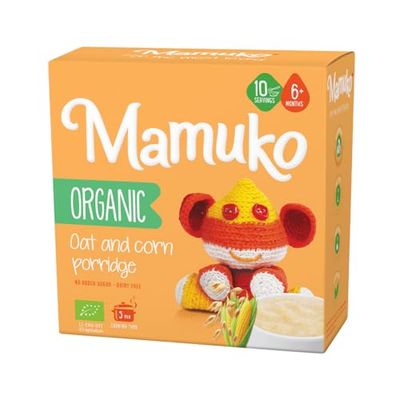 MAMUKO Organic Oat  Corn Grits Porridge - High Fiber Porridge with No Added Sugar, Milk  Preservatives - Vegan Porridge Ideal for Toddlers - (200g - 10 Servings)