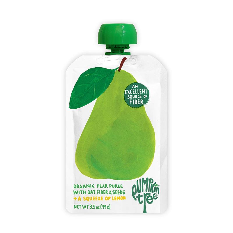 Pumpkin Tree Organics Fruit Snack Pouch, Pear  Fiber  A Squeeze of Lemon, 3.5 Ounce (Pack of 10)
