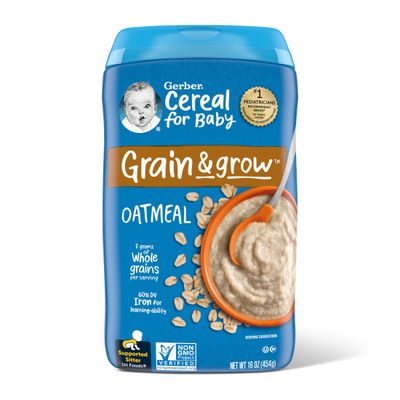 Gerber Baby Cereal 1st Foods, Grain  Grow, Oatmeal, 16 Ounce (Pack of 6)