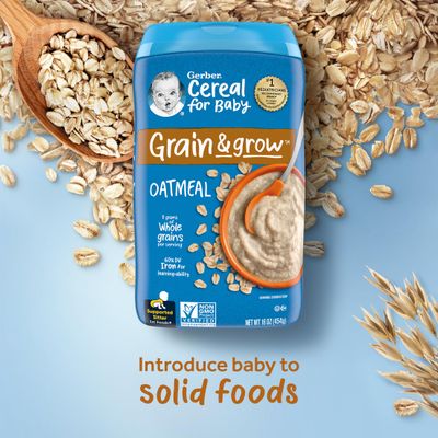 Gerber Baby Cereal 1st Foods, Grain  Grow, Oatmeal, 16 Ounce (Pack of 6)