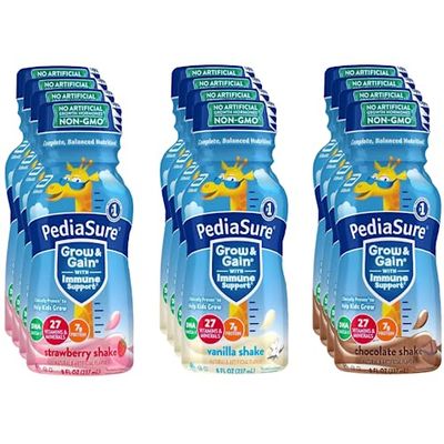 PediaSure Grow  Gain Nutrition Shake for Kids, Immune Support Shake Variety Sampler Pack - 12 Pack Of 8 Fl Oz Bottles - By Obanic (12-Pack)