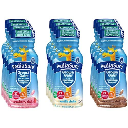 PediaSure Grow  Gain Nutrition Shake for Kids, Immune Support Shake Variety Sampler Pack - 12 Pack Of 8 Fl Oz Bottles - By Obanic (12-Pack)