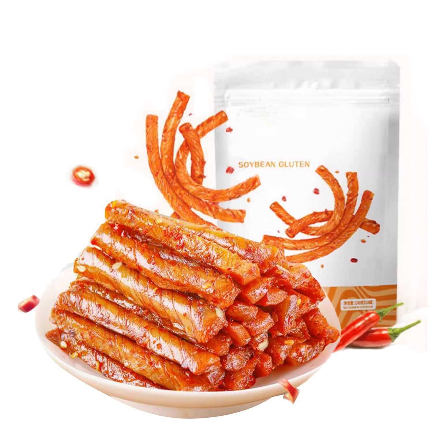 Bean string spicy strip3.52oz,latio? spicy gluten, bean roll, bean gluten vegetarian, snack food, bean products, spicy strip bean dried bean skin 100g