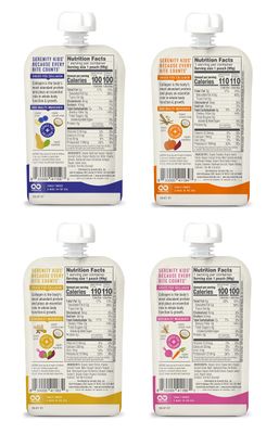 Serenity Kids 6 Months Dairy-Free Smoothie Baby Food - USDA Organic - Grass Fed Collagen Protein - 3.5 Ounce BPA-Free Pouch - Variety Pack - 8 Count - Smoothie Pouches - Baby Smoothie Pouch Set