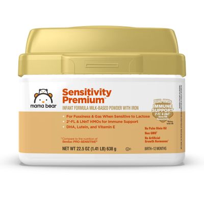 Amazon Brand - Mama Bear Sensitivity Baby Formula Powder, 2&#39;-FL HMO, for Fussiness  Gas when Sensitive to Lactose, Non-GMO, 22.5 oz, 1.4 pound (Pack of 1)