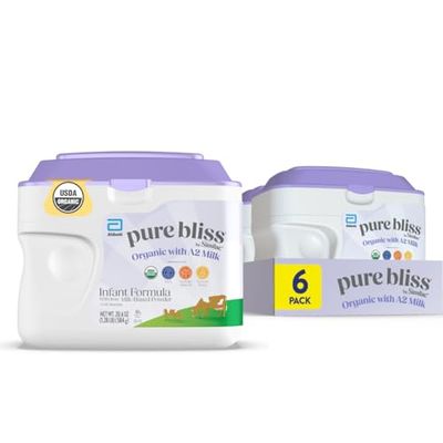 Pure Bliss by Similac Organic Baby Formula with A2 Milk Easy to Digest Gentle USDA-Certified Organic Infant Formula 0-12 months 20.6-oz Powder Tub (pack of 6)