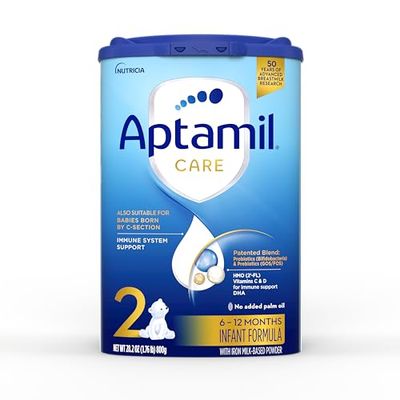Aptamil Care Stage 2, Milk Based Powder Infant Formula for 6 Months, Also for C-section born babies, with DHA  ARA, Omega 3  6, Prebiotics, Contains No Palm Oil, 28.2 Ounces, Packaging May Vary