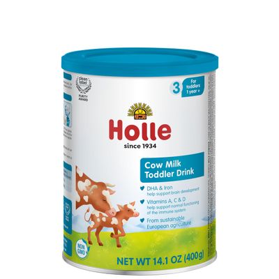 Holle Cow Toddler Milk Powder - Stage 3 - Vitamin-Rich, Non-GMO Toddler Drink Made with Skimmed Milk  Partly Demineralized Whey - Soy  Gluten Free - Safe for Children 12 Months to 3 Years Old