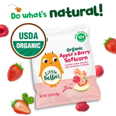 Little Bellies Organic Apple  Berry Softcorn Baby Snack (Pack of 18 x 0.28 oz Individual Packs)