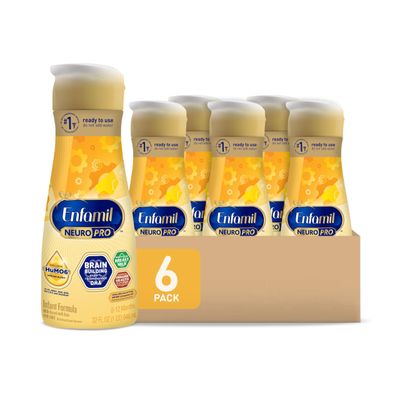 Enfamil NeuroPro Baby Formula, MFGM 5-Year Benefit, Expert-Recommended Brain-Building Omega-3 DHA, Exclusive Immune Supporting HuMO6 Blend, Ready-to-Feed Infant Formula, Liquid, 32 Fl Oz (6 Count)