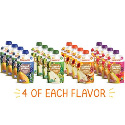 Happy Tot Organics Stage 4 Baby Food Pouches, Gluten Free, Vegan Snack, Fiber Protein Fruit Veggie Puree, Fruit Veggie Variety Pack, 4 Ounce (Pack of 16), Amazon Exclusive