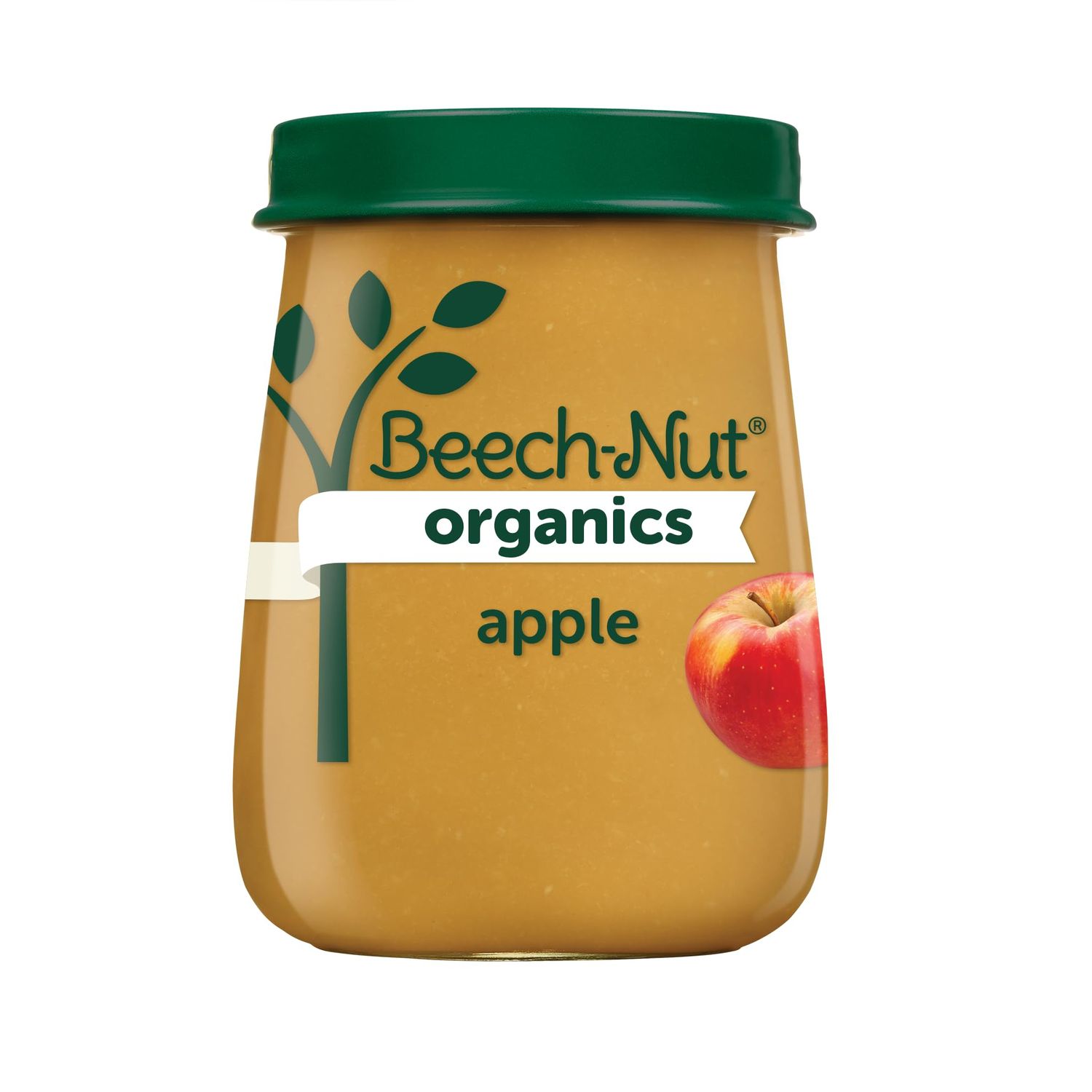 Beech-Nut Organic Baby Food Jars, Organic Apple Puree, Stage 1 Baby Food for Babies 4 Months and Up, Non-GMO, 4oz Glass Jars, 10ct