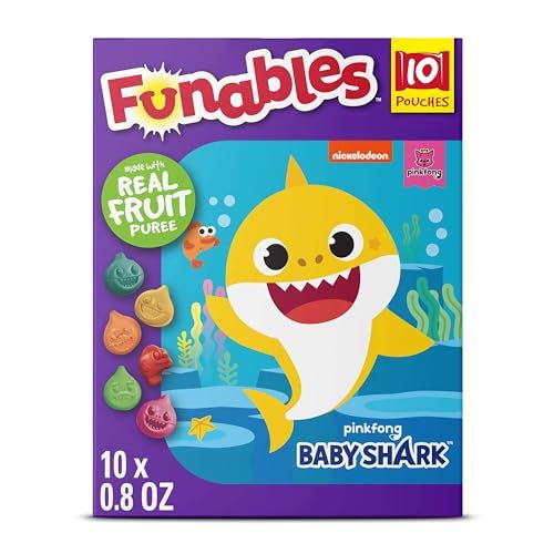 Funables Fruity Snacks, Baby Shark, Assorted Fruit, Flavored Snacks, 0.8 oz 10 ct