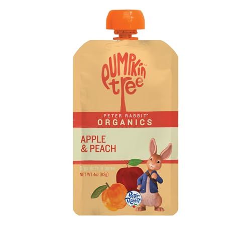 Pumpkin Tree Peter Rabbit Organics Apple and Peach, Fruit Snack Squeeze Pouch, 4 Ounce (Pack of 10)
