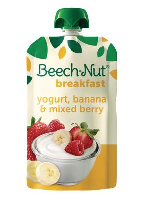 Beech-Nut Toddler Food Breakfast Pouches,Yogurt Banana  Mixed Berry Puree Baby  Toddler Food, 3.5 oz (12 Pack)