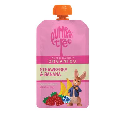 Pumpkin Tree Peter Rabbit Organics Strawberry and Banana Pure Fruit Snack, 4 Ounce (Pack of 10)