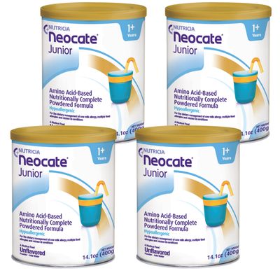 Neocate Junior - Formula Made from Hypoallergenic Amino Acids - Unflavored, 14.1 Oz Can (Case of 4)
