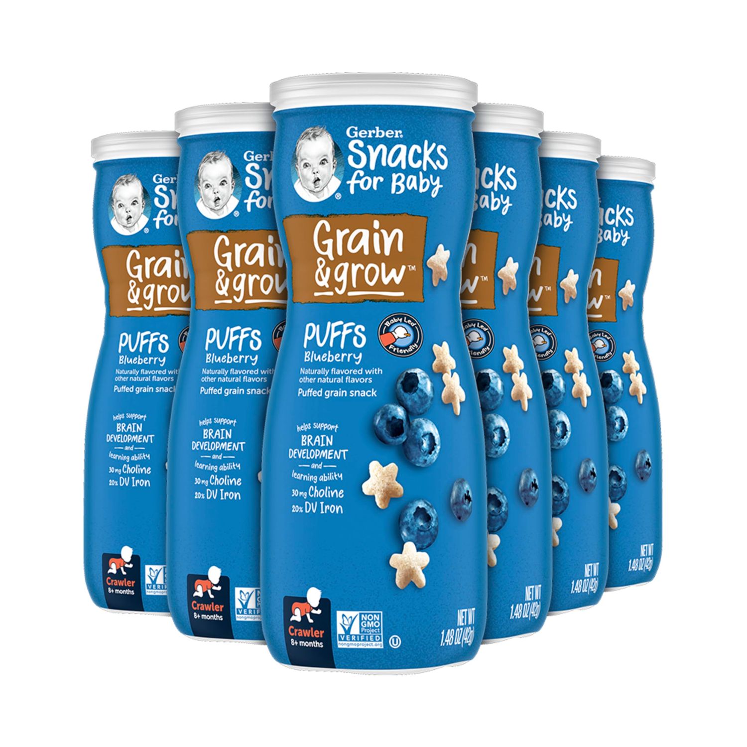 Gerber Baby Snacks Puffs, Blueberry, 1.48 Ounce (Pack of 6)