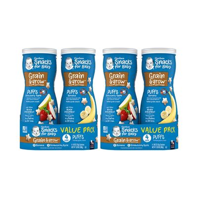 Gerber Baby Snacks Puffs Variety Pack, Banana  Strawberry Apple, 1.48 Ounce - 2 count of four packs, Package may vary, 1.48 Ounce (Pack of 8)