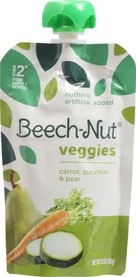 Beech-Nut Veggies Stage 2 Baby Food, Carrot Zucchini  Pear, 3.5 oz Pouch